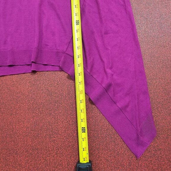 Chicos Fuchsia Turtleneck Sweater XL Sharkbite Hem Drapey Lightweight Layer - Picture 9 of 11